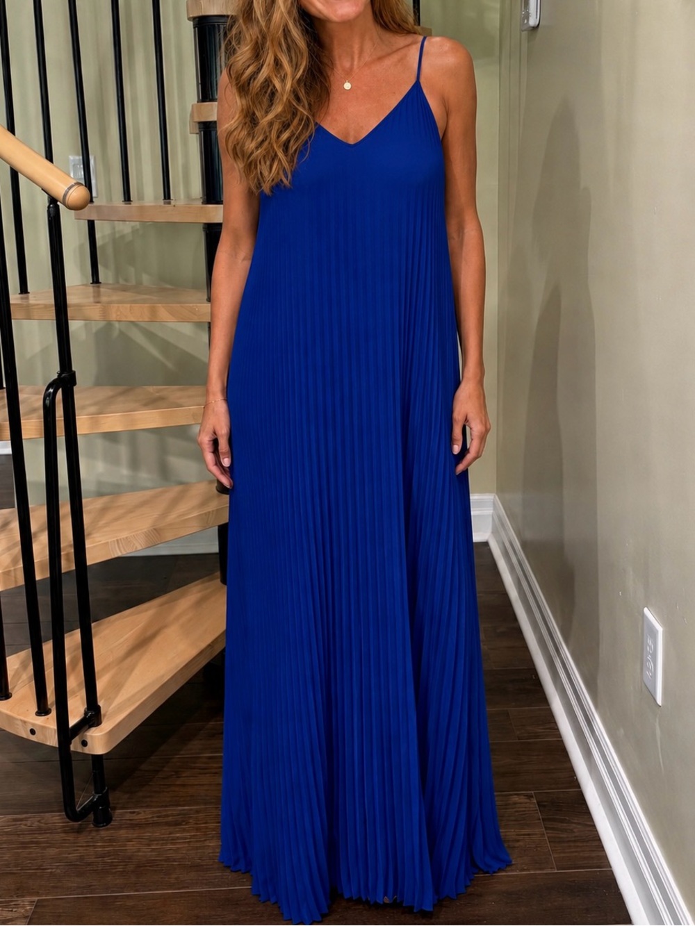 NWOT Express Pleated Maxi Dress - Blue Small